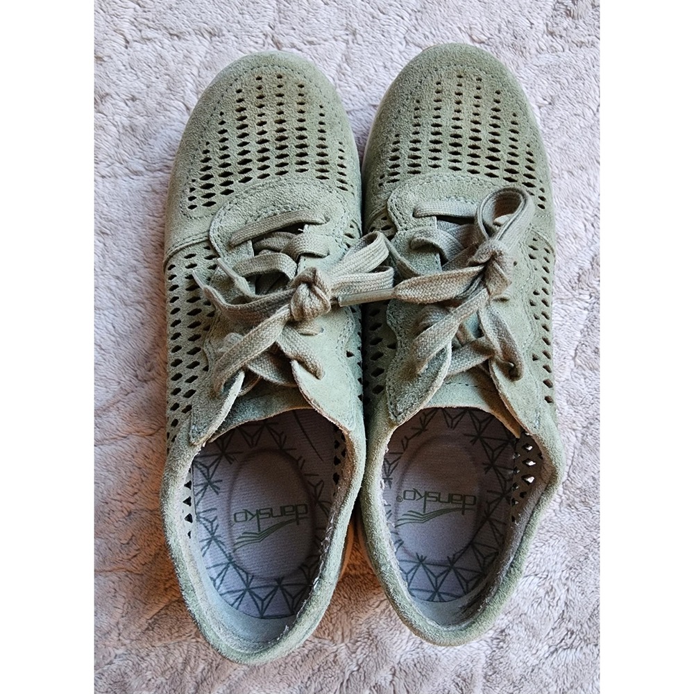Dansko Charlie Sage Green Suede Perforated Lace Up Walking Shoes Womens Size 36 - Picture 6 of 10